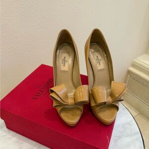 Valentino Women's Tan Peep-Toe Heels